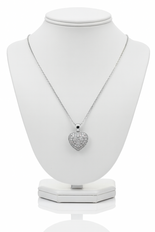 Silver Heart Pendant Necklace-D 20